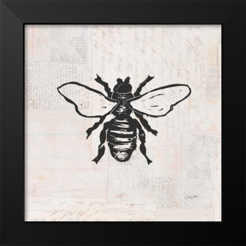 Bee Stamp BW Black Modern Wood Framed Art Print by Prahl, Courtney