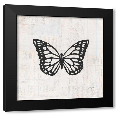 Butterfly Stamp BW Black Modern Wood Framed Art Print by Prahl, Courtney