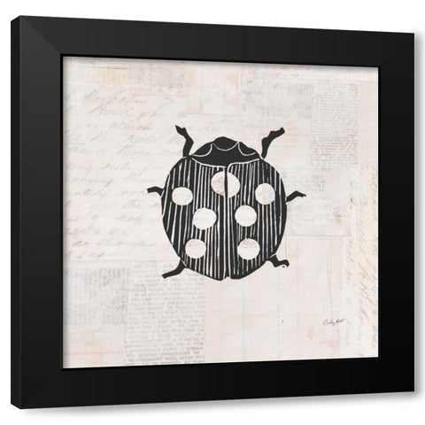 Ladybug Stamp BW Black Modern Wood Framed Art Print by Prahl, Courtney