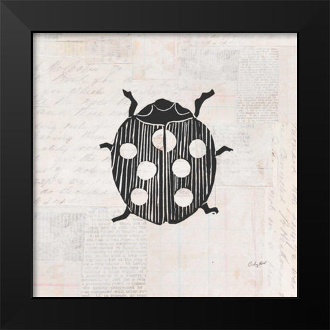Ladybug Stamp BW Black Modern Wood Framed Art Print by Prahl, Courtney