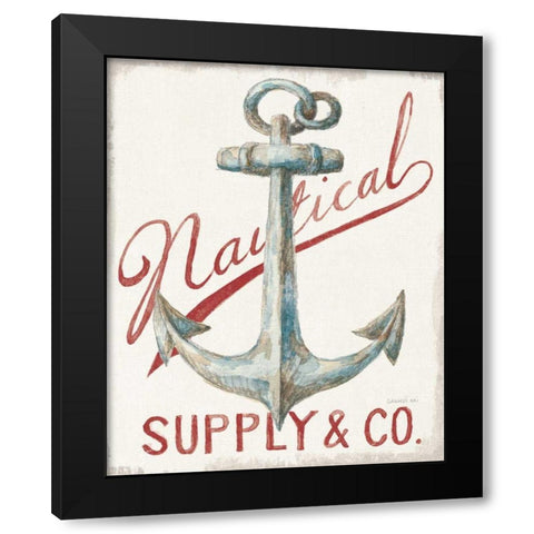 Floursack Nautical V Red Black Modern Wood Framed Art Print with Double Matting by Nai, Danhui