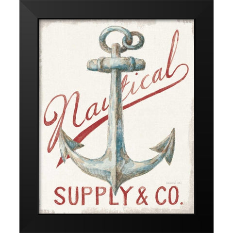 Floursack Nautical V Red Black Modern Wood Framed Art Print by Nai, Danhui