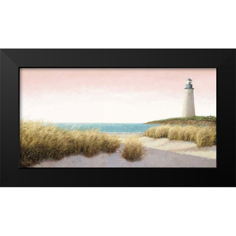 Lighthouse by the Sea Blush Black Modern Wood Framed Art Print by Wiens, James