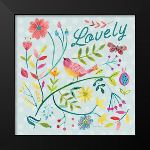 Budding Beauty II Light Blue Black Modern Wood Framed Art Print by Zaman, Farida