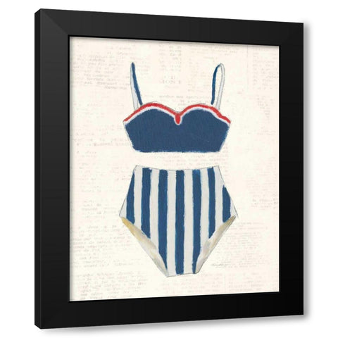 Retro Swimwear III Newsprint Black Modern Wood Framed Art Print by Adams, Emily