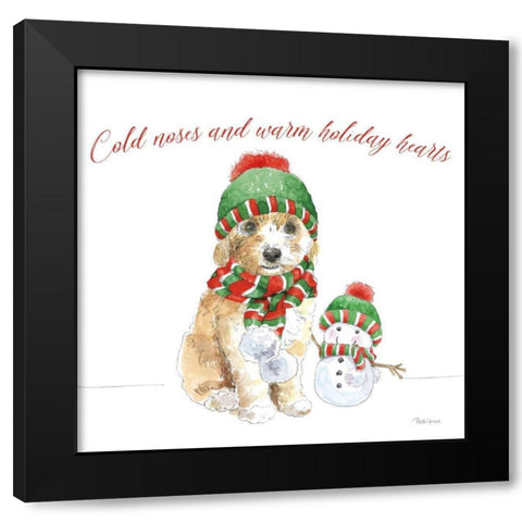 Holiday Paws IV on White Black Modern Wood Framed Art Print by Grove, Beth