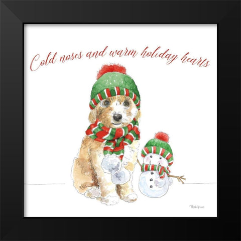 Holiday Paws IV on White Black Modern Wood Framed Art Print by Grove, Beth