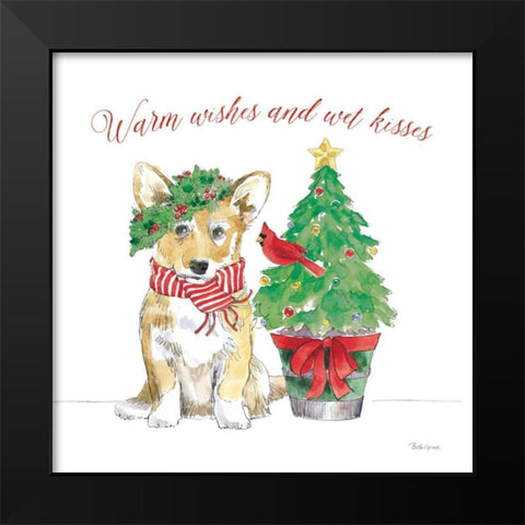 Holiday Paws V on White Black Modern Wood Framed Art Print by Grove, Beth