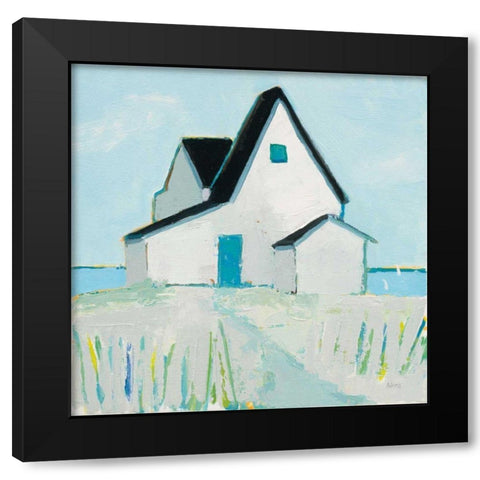 Cottage by the Sea Neutral Black Modern Wood Framed Art Print by Adams, Phyllis