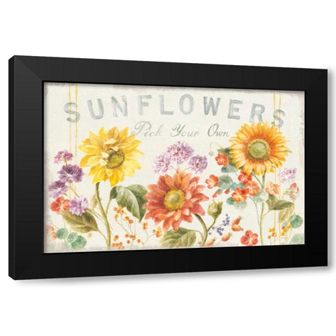Floursack Autumn IX Sunflowers Black Modern Wood Framed Art Print by Nai, Danhui