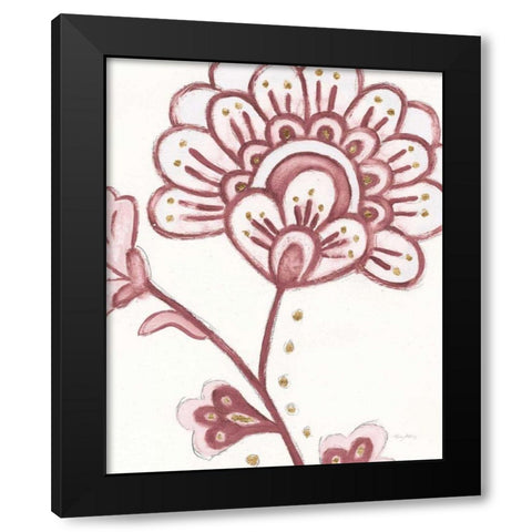 Flora Chinoiserie III Pink Black Modern Wood Framed Art Print with Double Matting by Adams, Emily