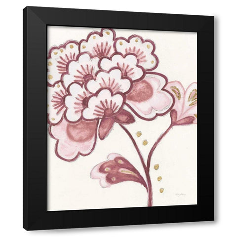 Flora Chinoiserie IV Pink Black Modern Wood Framed Art Print by Adams, Emily