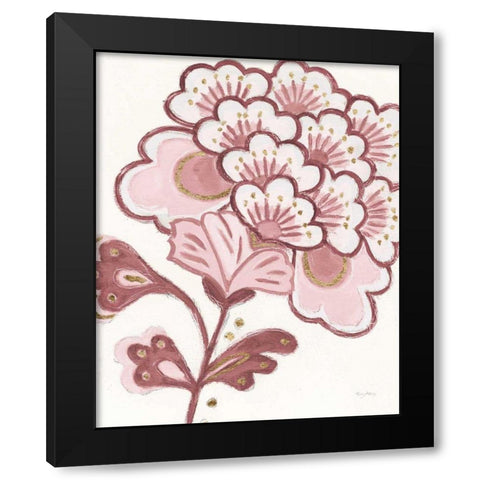 Flora Chinoiserie V Pink Black Modern Wood Framed Art Print by Adams, Emily