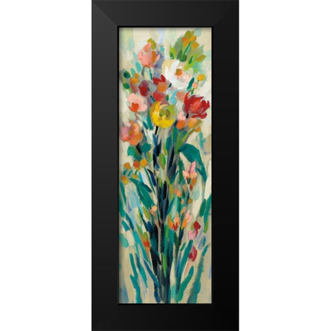 Tall Bright Flowers Cream I Black Modern Wood Framed Art Print by Vassileva, Silvia