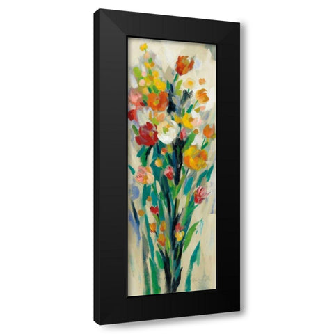 Tall Bright Flowers Cream II Black Modern Wood Framed Art Print by Vassileva, Silvia