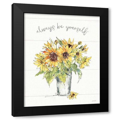 Sunflower Fields II Black Modern Wood Framed Art Print with Double Matting by Tavoletti, Anne