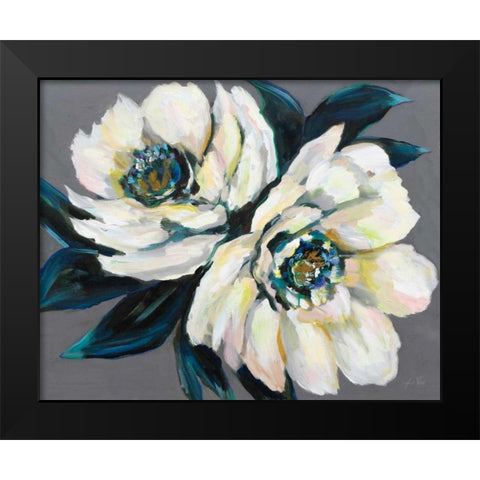 Peonies Black Modern Wood Framed Art Print by Vertentes, Jeanette