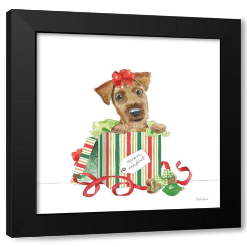 Holiday Paws II on White No Words Black Modern Wood Framed Art Print with Double Matting by Grove, Beth