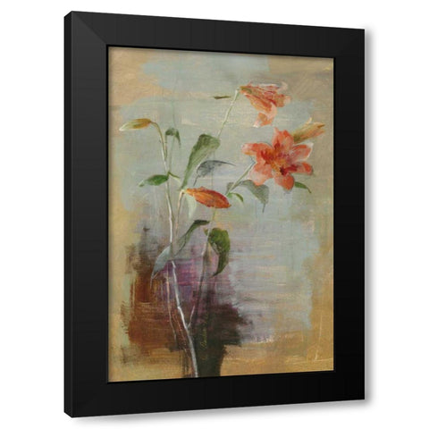 Contemporary Lilies I Crop Black Modern Wood Framed Art Print with Double Matting by Nai, Danhui