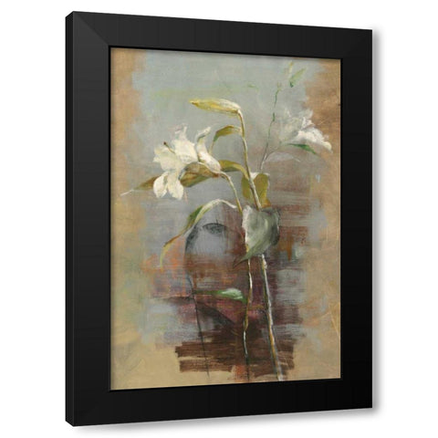 Contemporary LIlies II Black Modern Wood Framed Art Print with Double Matting by Nai, Danhui