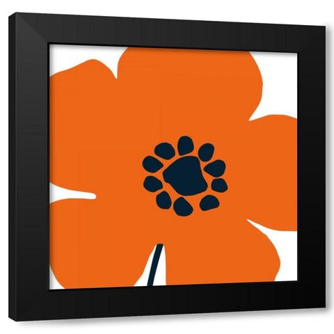 Pop Art Floral I Orange Black Modern Wood Framed Art Print by Wild Apple Portfolio