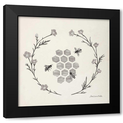 Happy to Bee Home III Neutral Black Modern Wood Framed Art Print by Miller, Sara Zieve