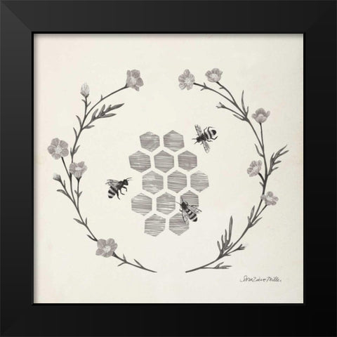Happy to Bee Home III Neutral Black Modern Wood Framed Art Print by Miller, Sara Zieve