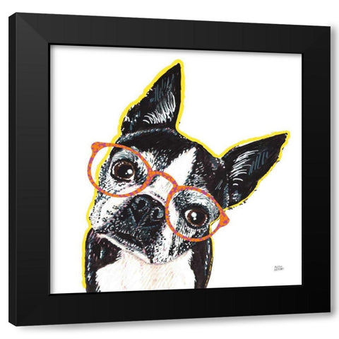 Bespectacled Pet IV Black Modern Wood Framed Art Print with Double Matting by Averinos, Melissa