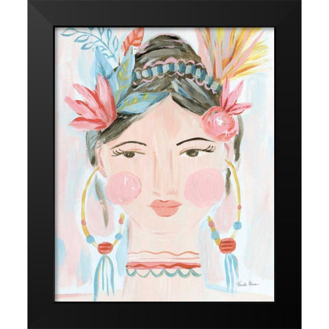 Boho Lady II Black Modern Wood Framed Art Print by Zaman, Farida