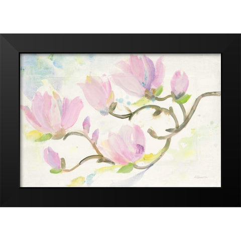 Flowering Branches Black Modern Wood Framed Art Print by Hristova, Albena