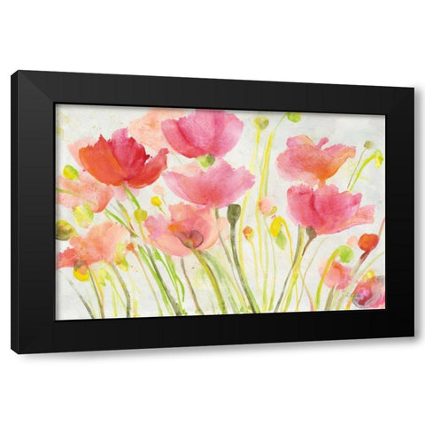 Fluorescent Poppies Black Modern Wood Framed Art Print by Hristova, Albena