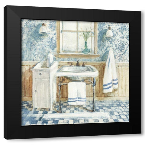 Victorian Sink I Navy Black Modern Wood Framed Art Print with Double Matting by Nai, Danhui