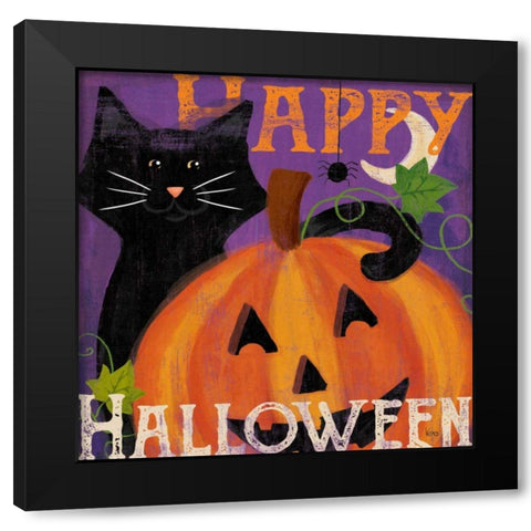Festive Felines II Black Modern Wood Framed Art Print with Double Matting by Charron, Veronique