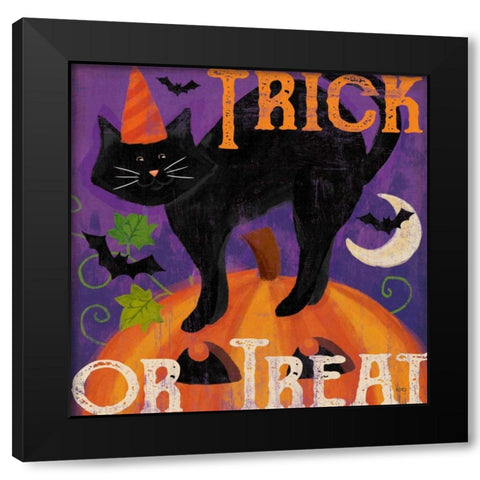 Festive Felines V Black Modern Wood Framed Art Print with Double Matting by Charron, Veronique