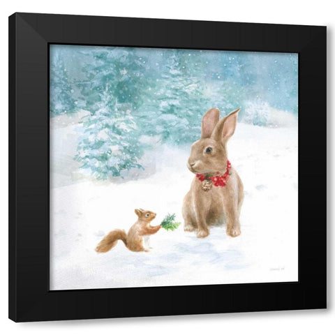 Woodland Celebration IV Black Modern Wood Framed Art Print with Double Matting by Nai, Danhui