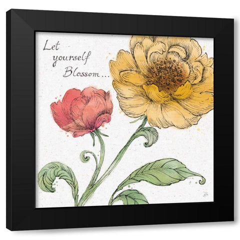 Blossom Sketches III Words Color Black Modern Wood Framed Art Print with Double Matting by Brissonnet, Daphne