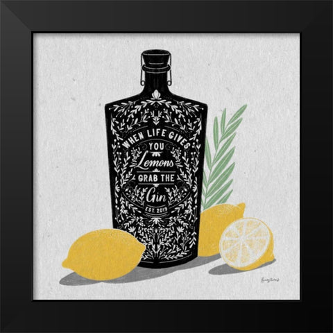 Fruity Spirits Gin Black Modern Wood Framed Art Print by Thorns, Becky