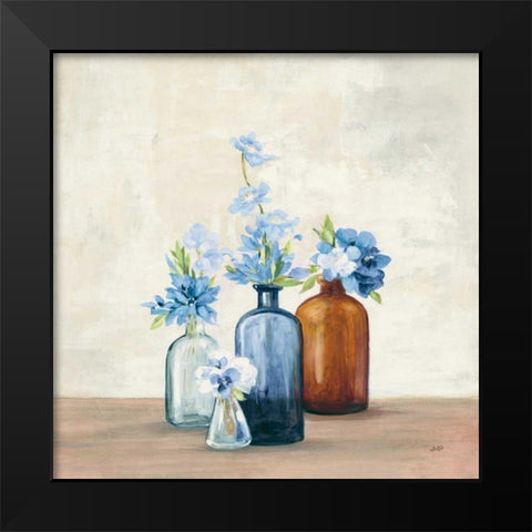 Windowsill Garden I Blue Black Modern Wood Framed Art Print by Purinton, Julia