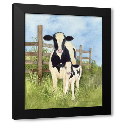 Farm Family Cows Black Modern Wood Framed Art Print by McKenna, Kathleen Parr