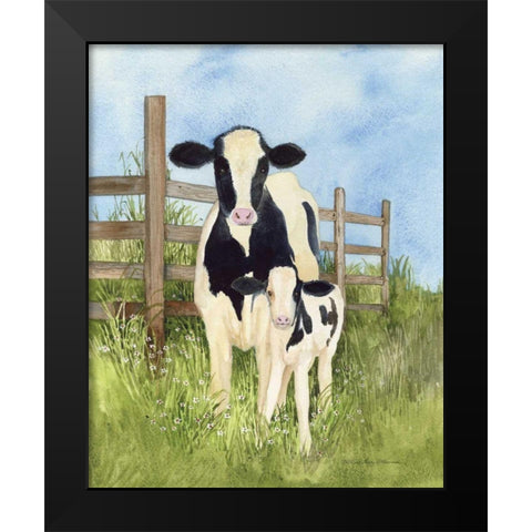 Farm Family Cows Black Modern Wood Framed Art Print by McKenna, Kathleen Parr