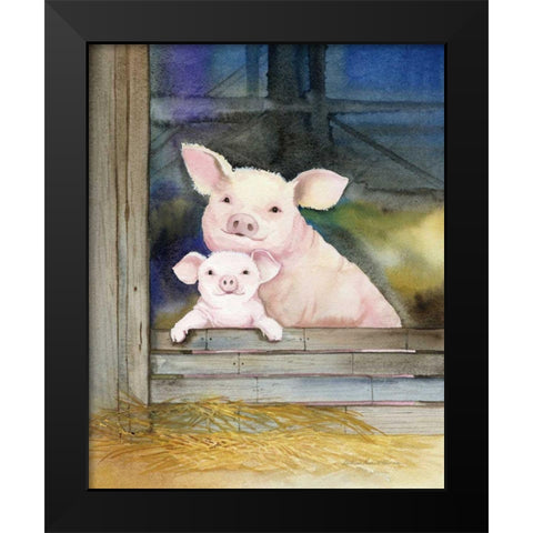 Farm Family Pigs Black Modern Wood Framed Art Print by McKenna, Kathleen Parr