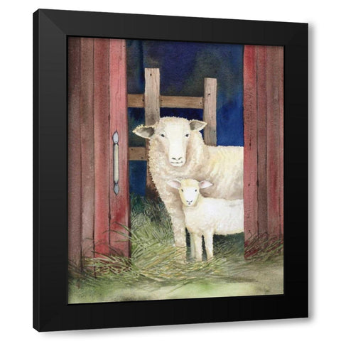 Farm Family Sheep Black Modern Wood Framed Art Print with Double Matting by McKenna, Kathleen Parr