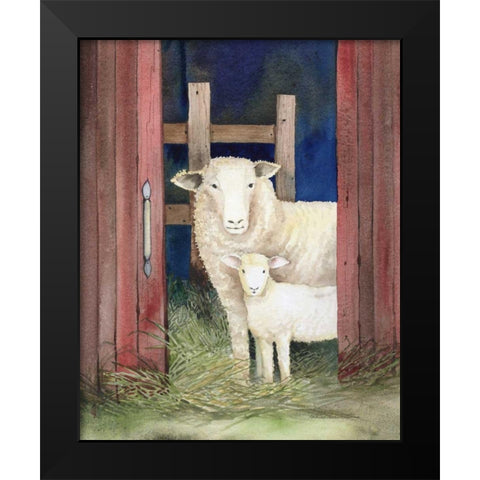 Farm Family Sheep Black Modern Wood Framed Art Print by McKenna, Kathleen Parr