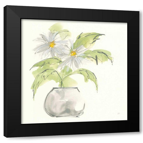 Plant Daisy I Black Modern Wood Framed Art Print with Double Matting by Paschke, Chris