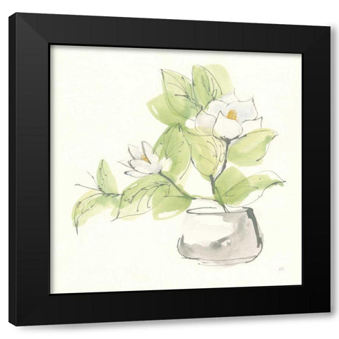 Plant Magnolia I Black Modern Wood Framed Art Print with Double Matting by Paschke, Chris