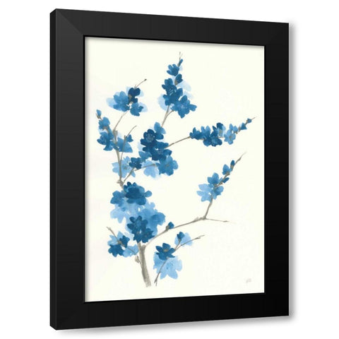 Blue Branch I Black Modern Wood Framed Art Print with Double Matting by Paschke, Chris