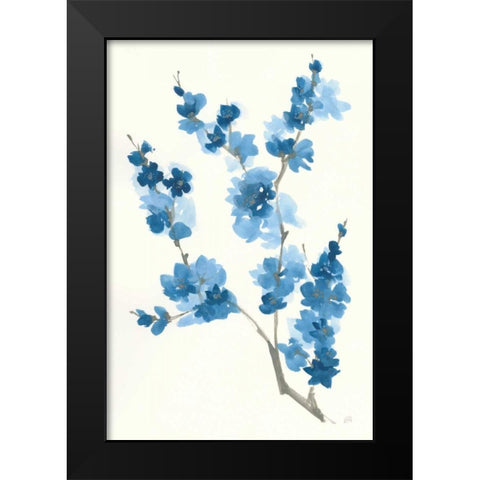 Blue Branch IV Black Modern Wood Framed Art Print by Paschke, Chris