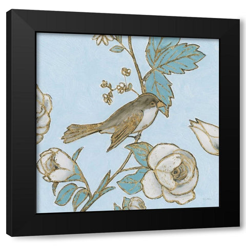 Toile Birds I Black Modern Wood Framed Art Print with Double Matting by Adams, Emily