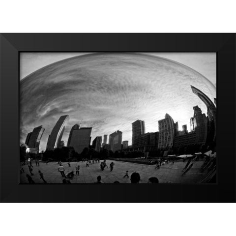 The Bean Chicago BW Black Modern Wood Framed Art Print by Van Swearingen, Debra