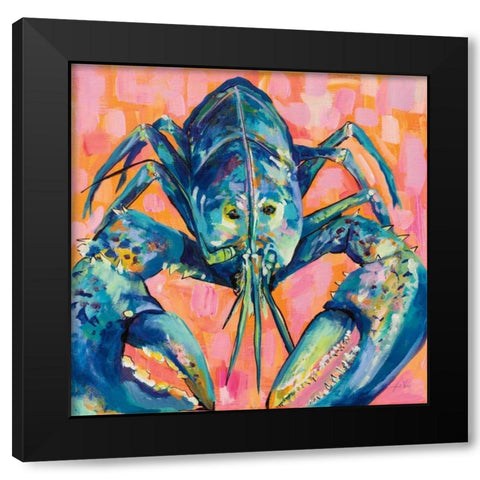 Lilly Lobster I Black Modern Wood Framed Art Print with Double Matting by Vertentes, Jeanette